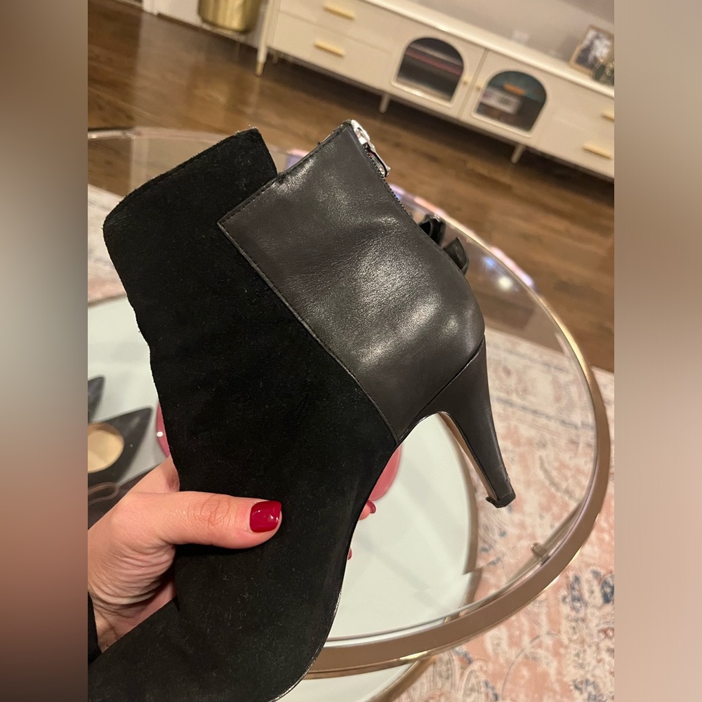 Black Leather and Suede Booties